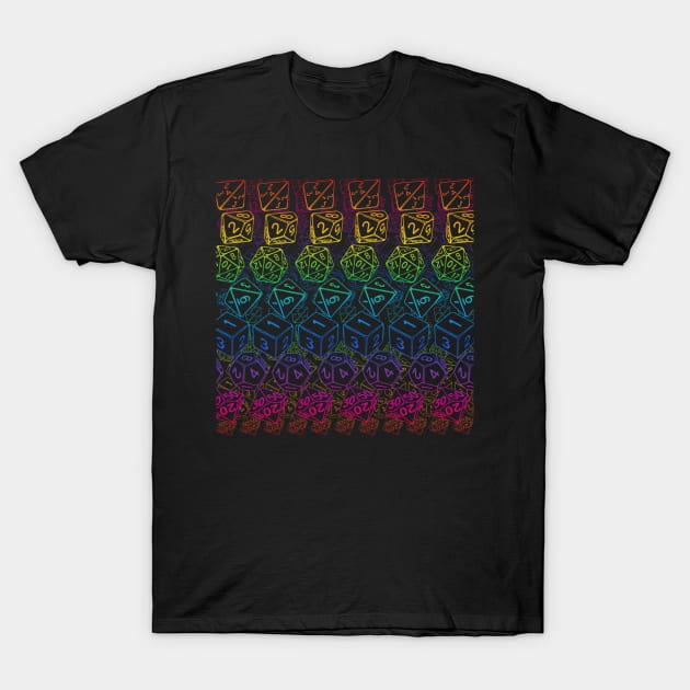 Dice Pattern D20 Rainbow T-Shirt by CrowleyCreations